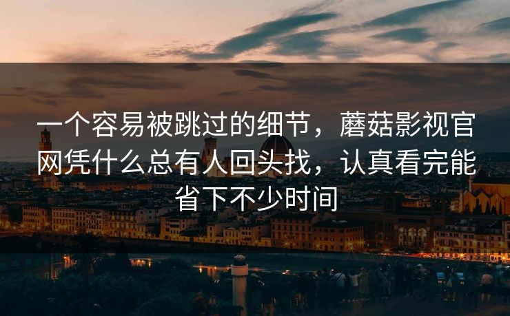 一个容易被跳过的细节，蘑菇影视官网凭什么总有人回头找，认真看完能省下不少时间
